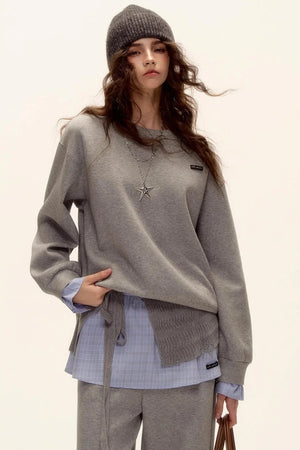 Plaid Patchwork Sweater Set-Up