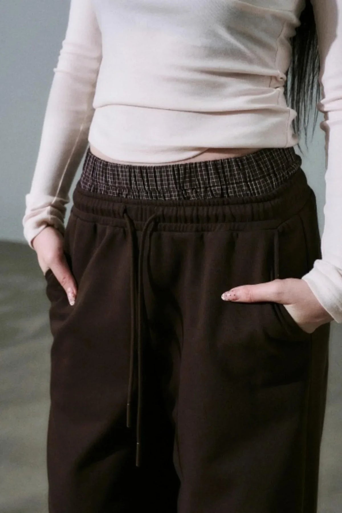 Plaid Patchwork Terry Sweatpants