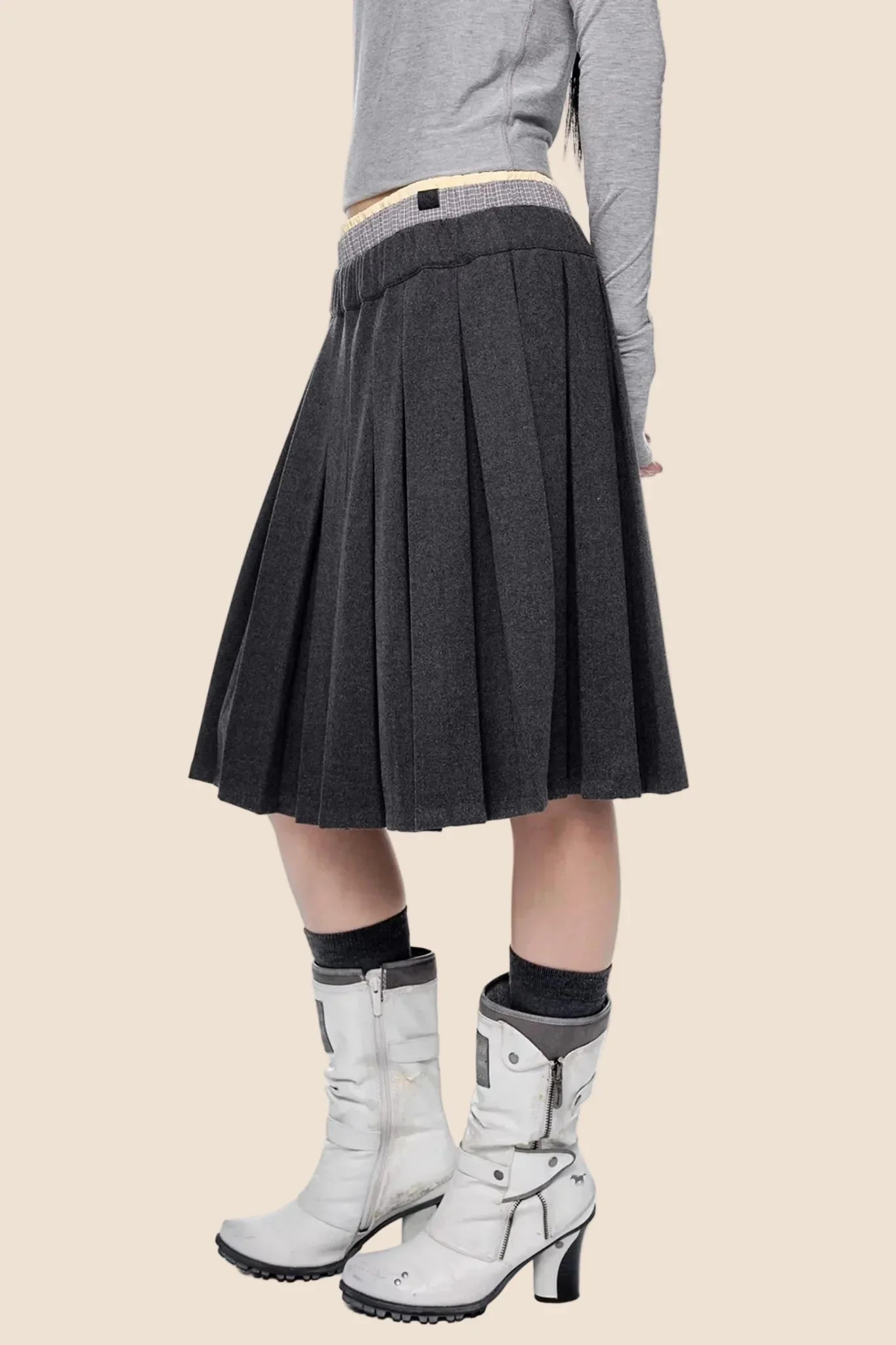 Plaid Patchwork Wool Skirt
