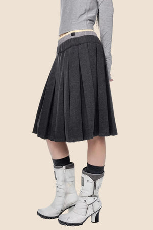 Plaid Patchwork Wool Skirt