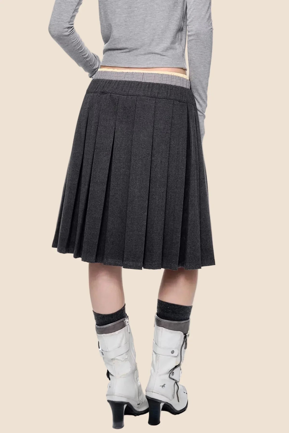 Plaid Patchwork Wool Skirt