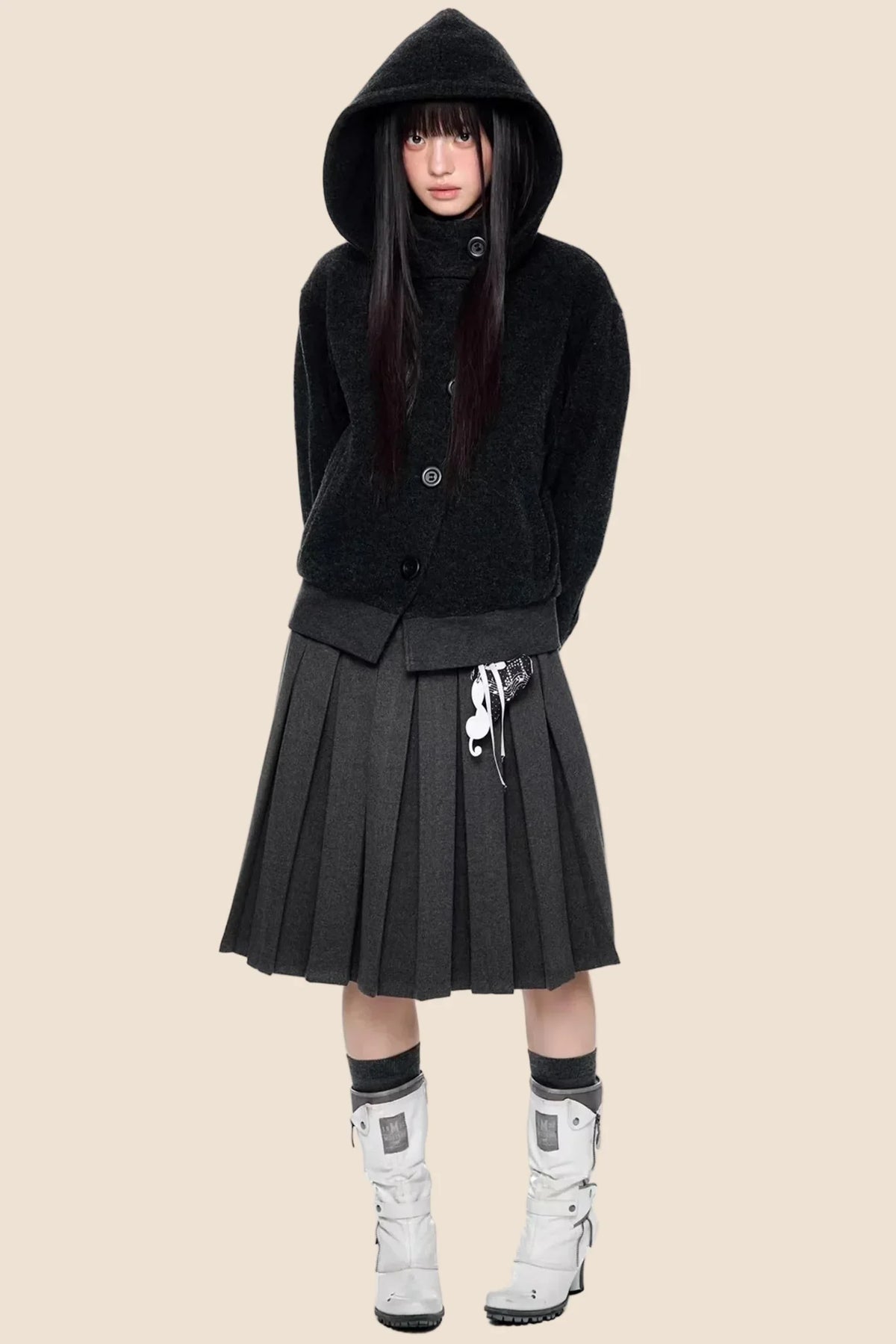 Plaid Patchwork Wool Skirt