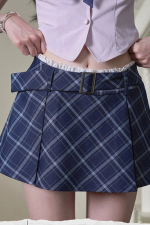Plaid Pleated A-Line Mini Skirt