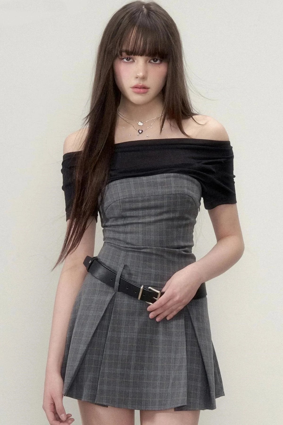 Plaid Pleated Midi Dress