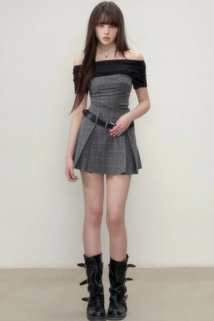 Plaid Pleated Midi Dress