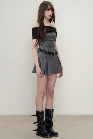 Plaid Pleated Midi Dress