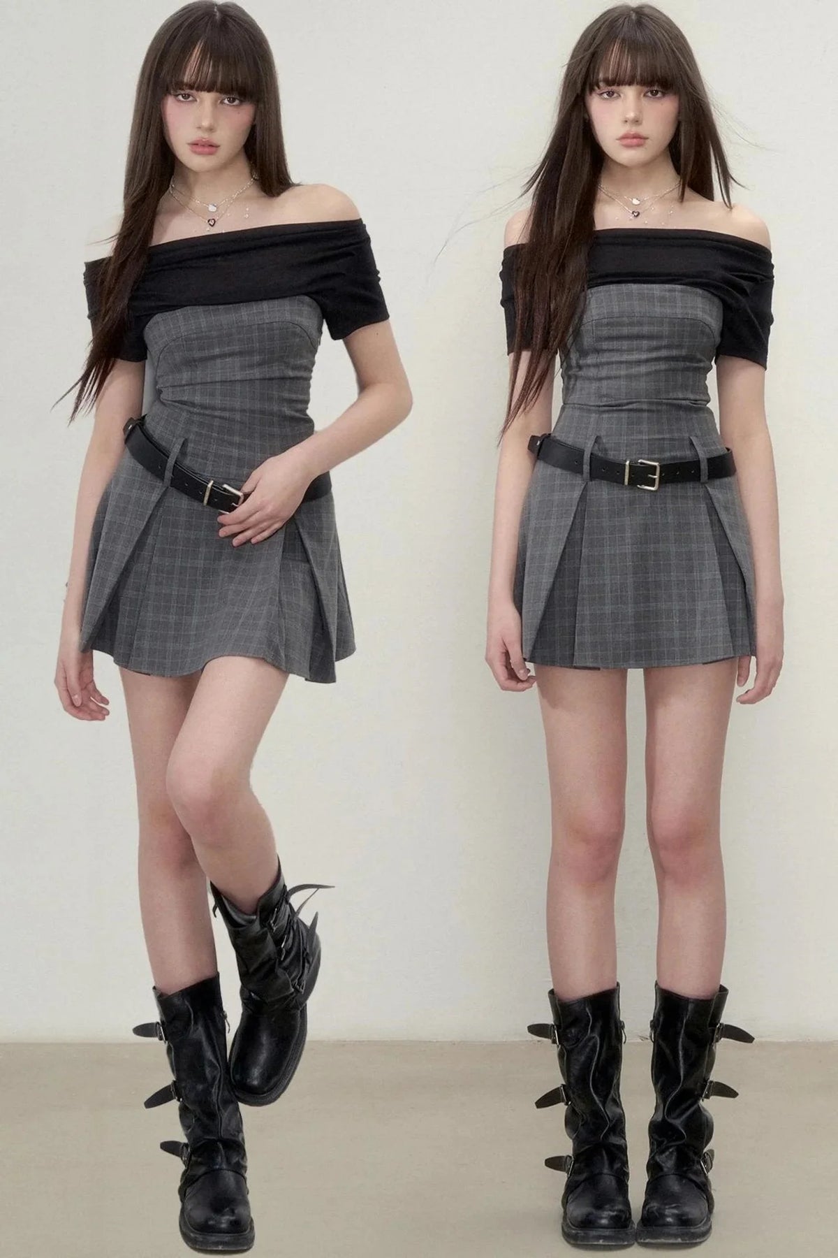 Plaid Pleated Midi Dress