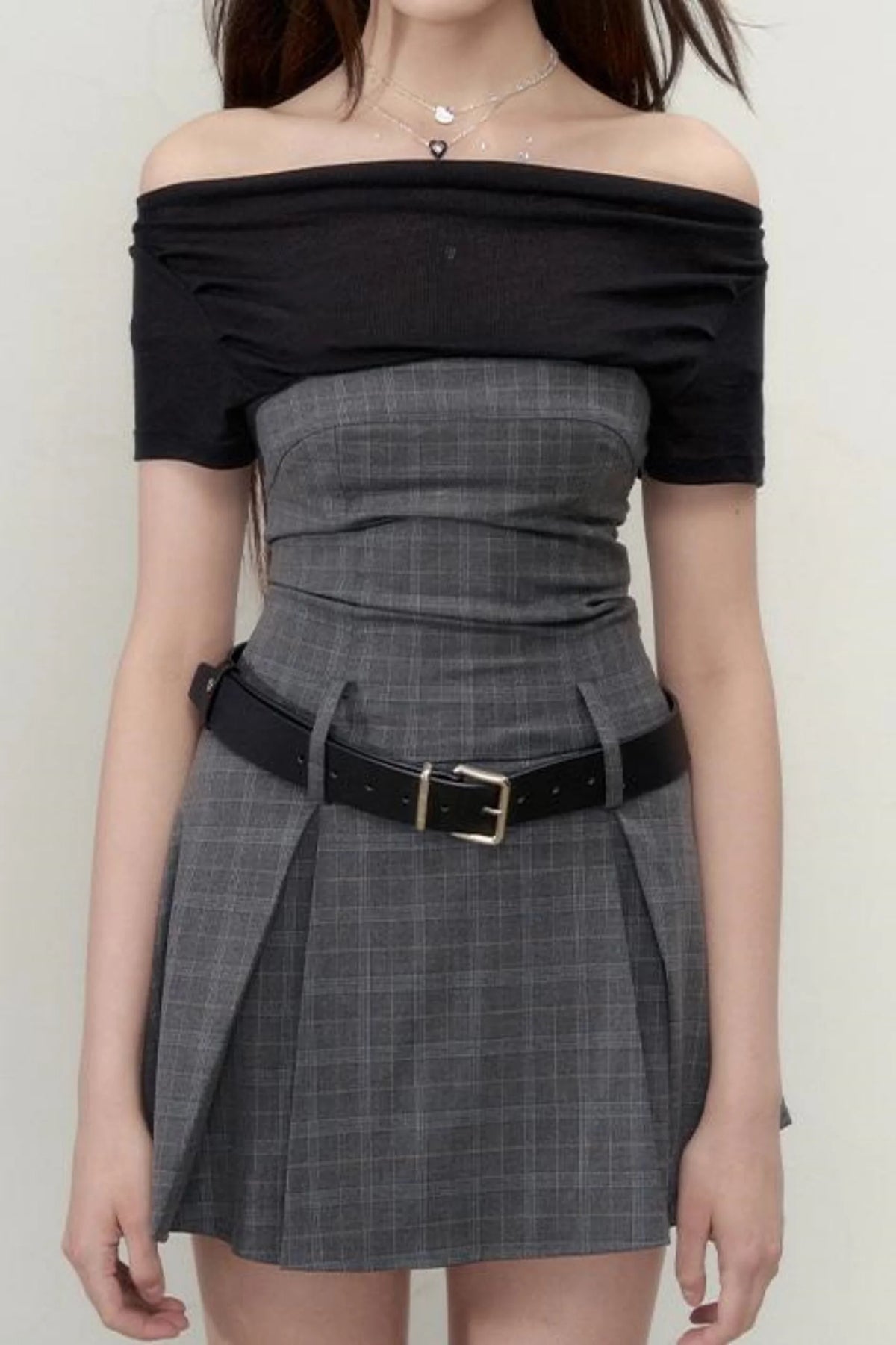 Plaid Pleated Midi Dress