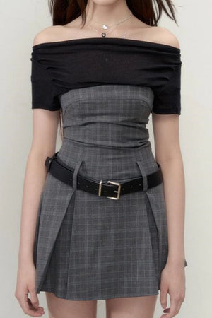 Plaid Pleated Midi Dress