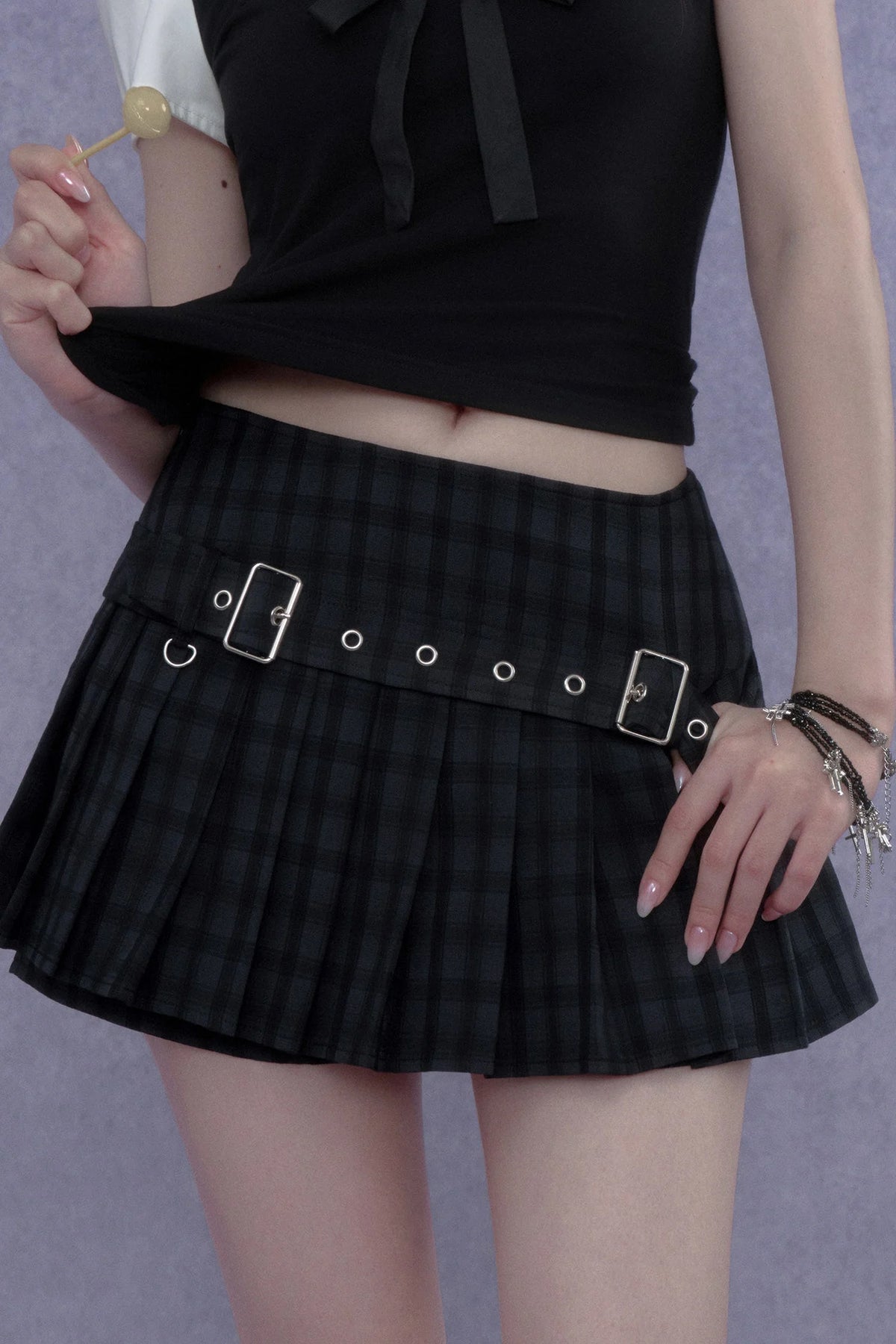 Plaid Pleated Skirt Shorts