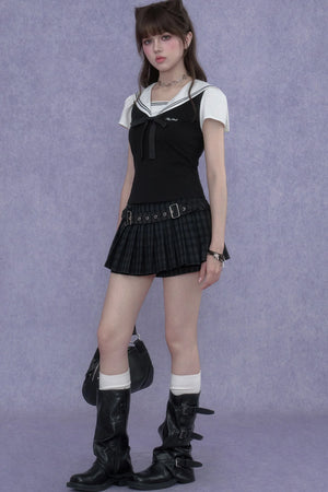 Plaid Pleated Skirt Shorts