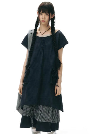 Plaid Pocket Vintage Dress