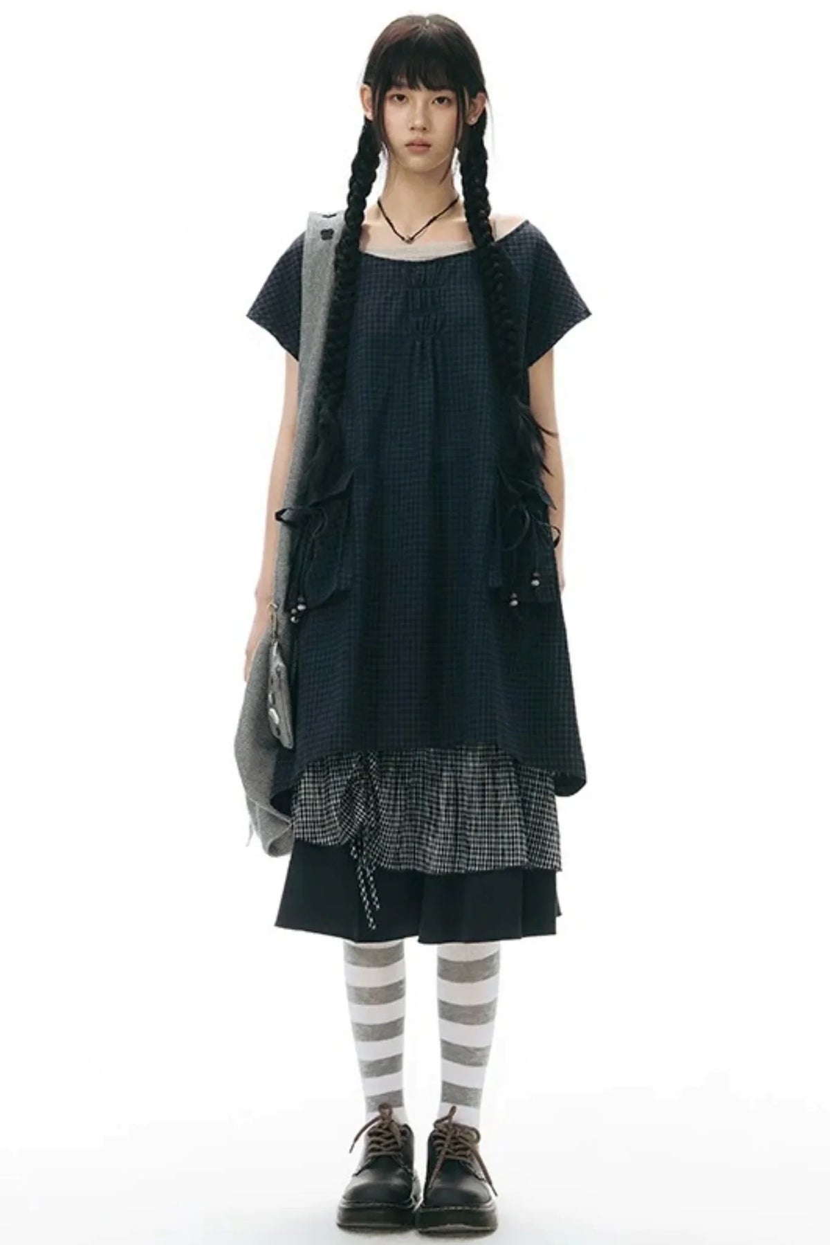 Plaid Pocket Vintage Dress