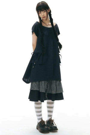 Plaid Pocket Vintage Dress