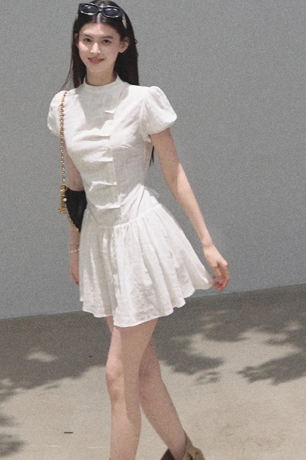 Plaid Puff Sleeve Dress