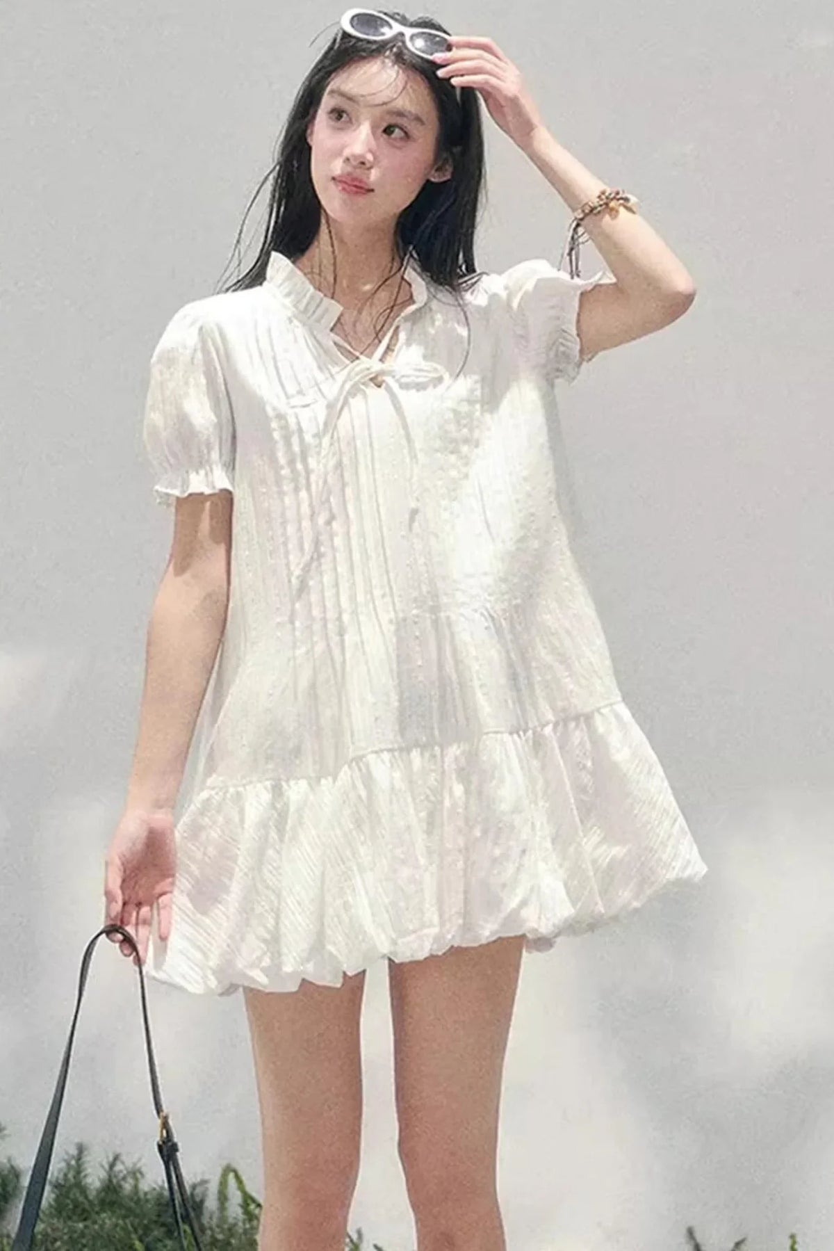 Plaid Puff Sleeve Dress