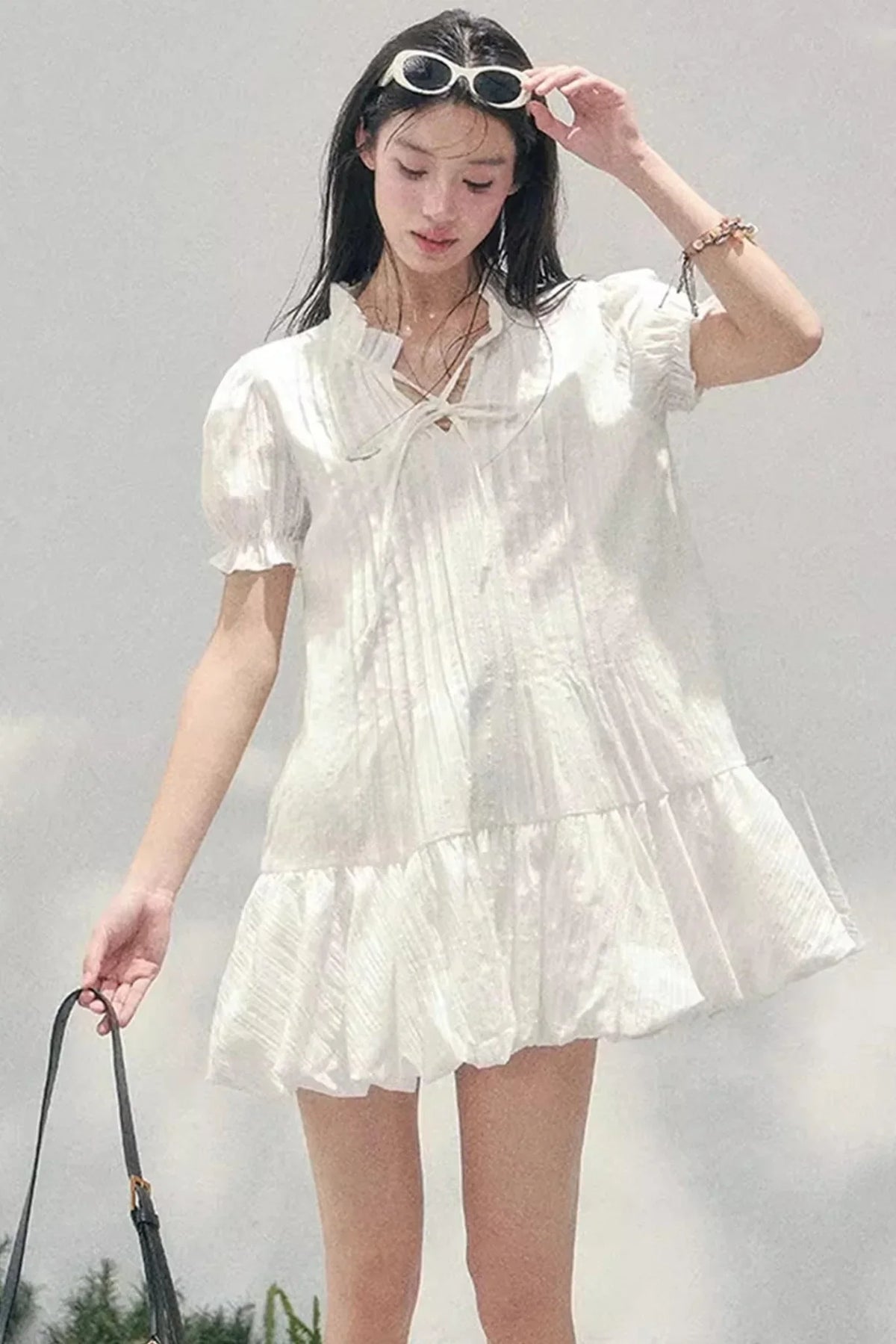 Plaid Puff Sleeve Dress