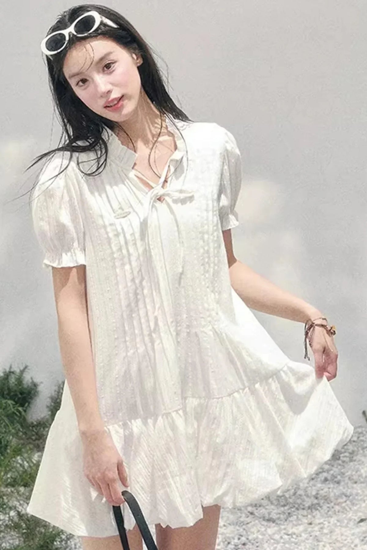 Plaid Puff Sleeve Dress