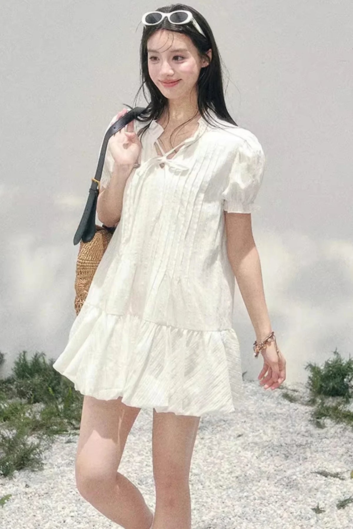 Plaid Puff Sleeve Dress
