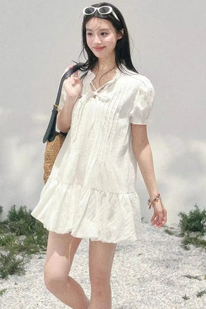 Plaid Puff Sleeve Dress