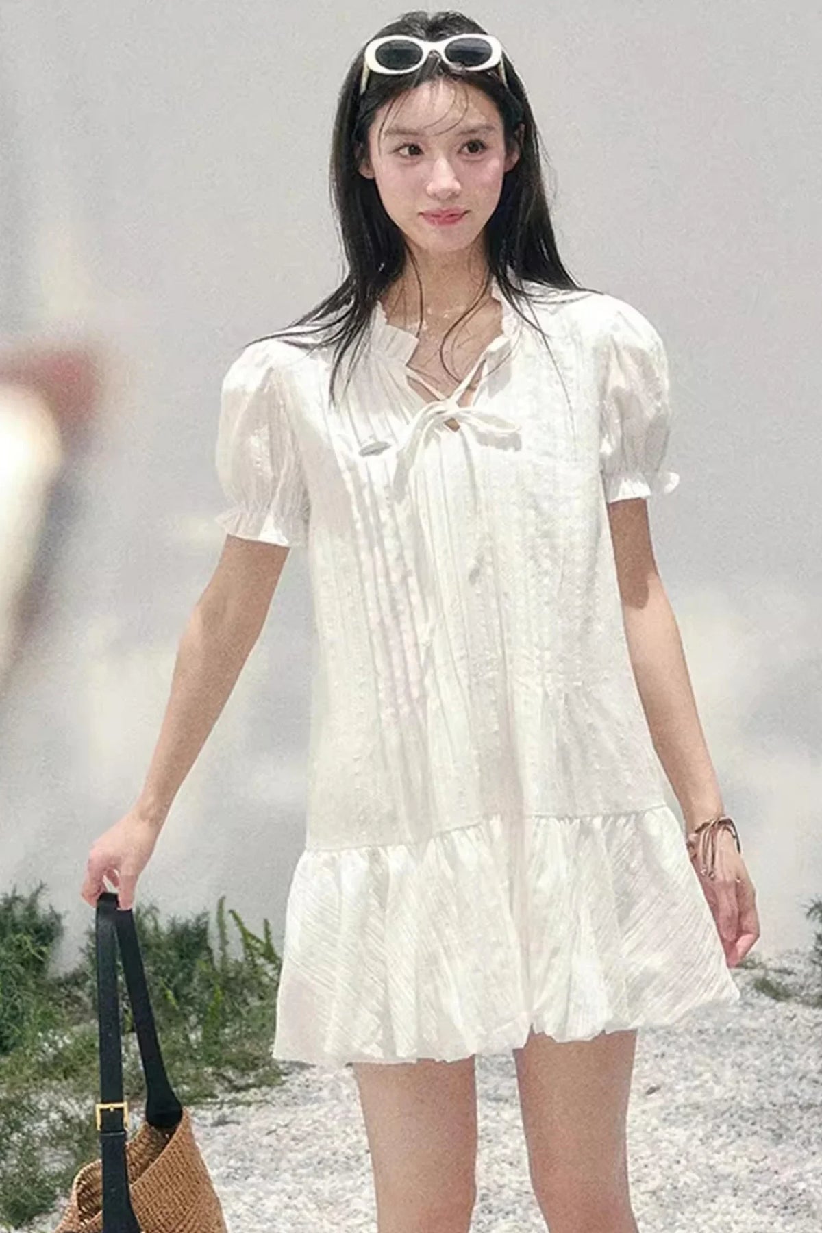 Plaid Puff Sleeve Dress
