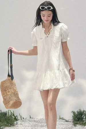 Plaid Puff Sleeve Dress