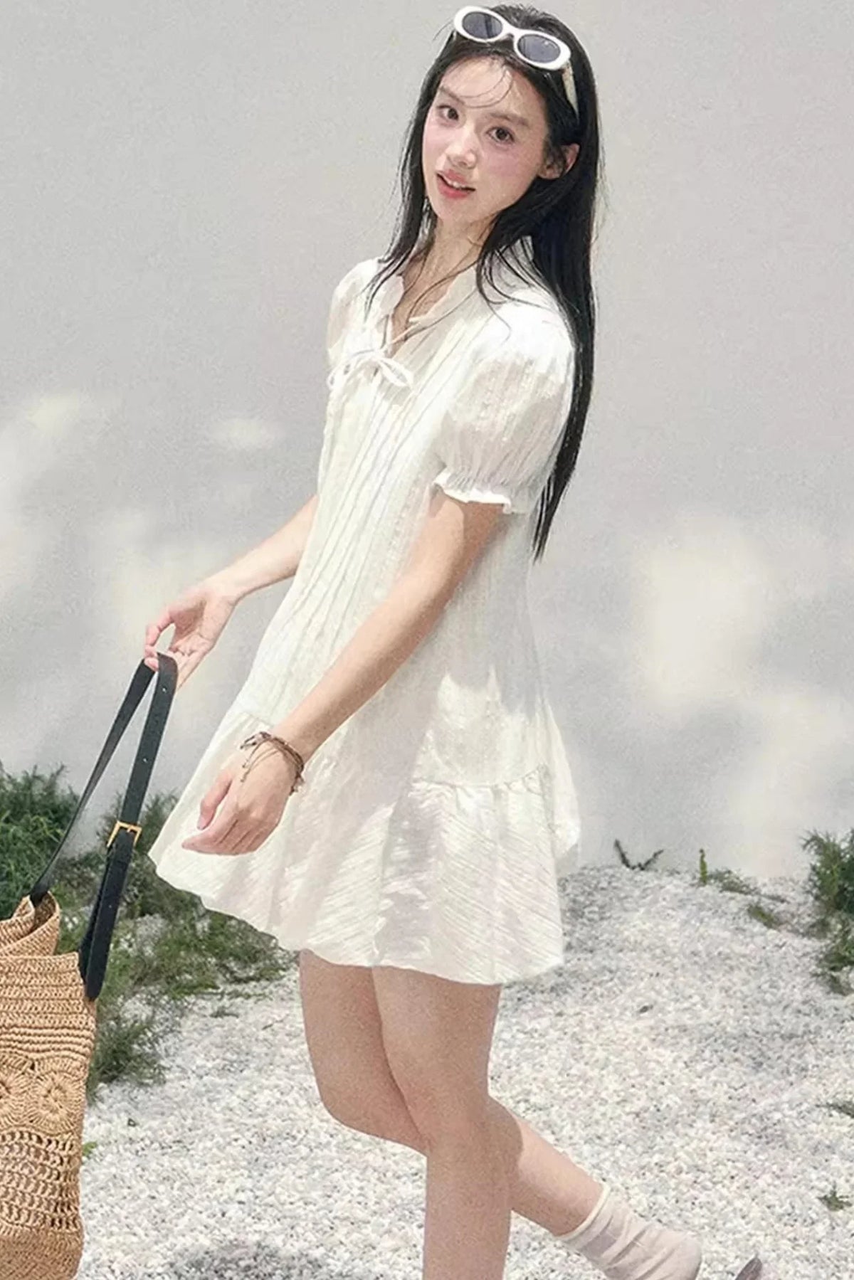 Plaid Puff Sleeve Dress