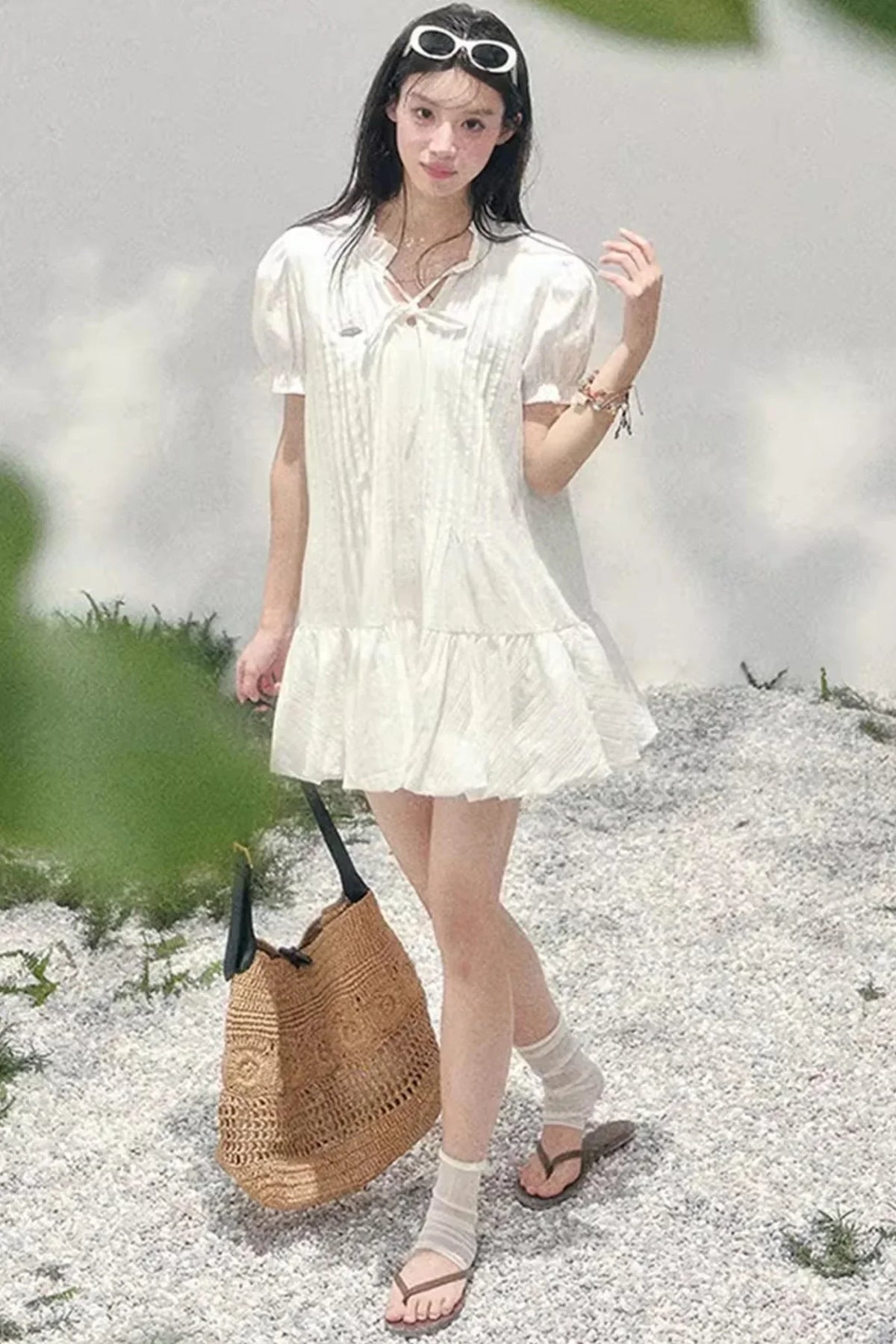 Plaid Puff Sleeve Dress