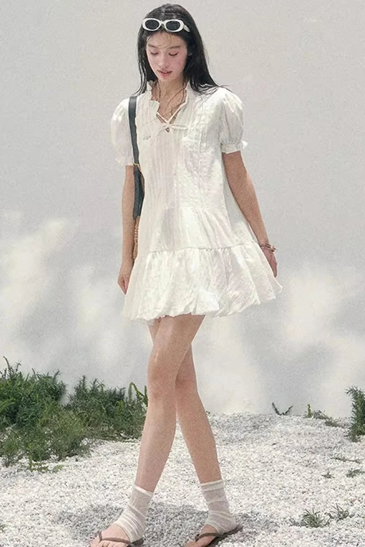 Plaid Puff Sleeve Dress