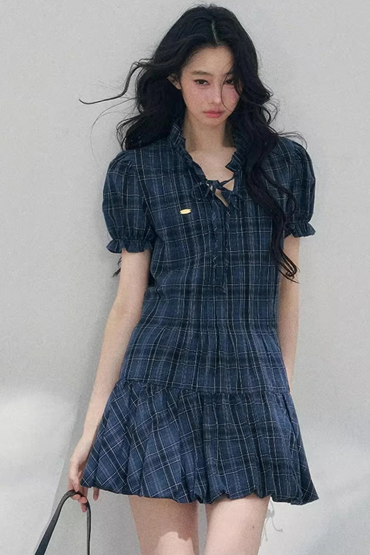 Plaid Puff Sleeve Dress