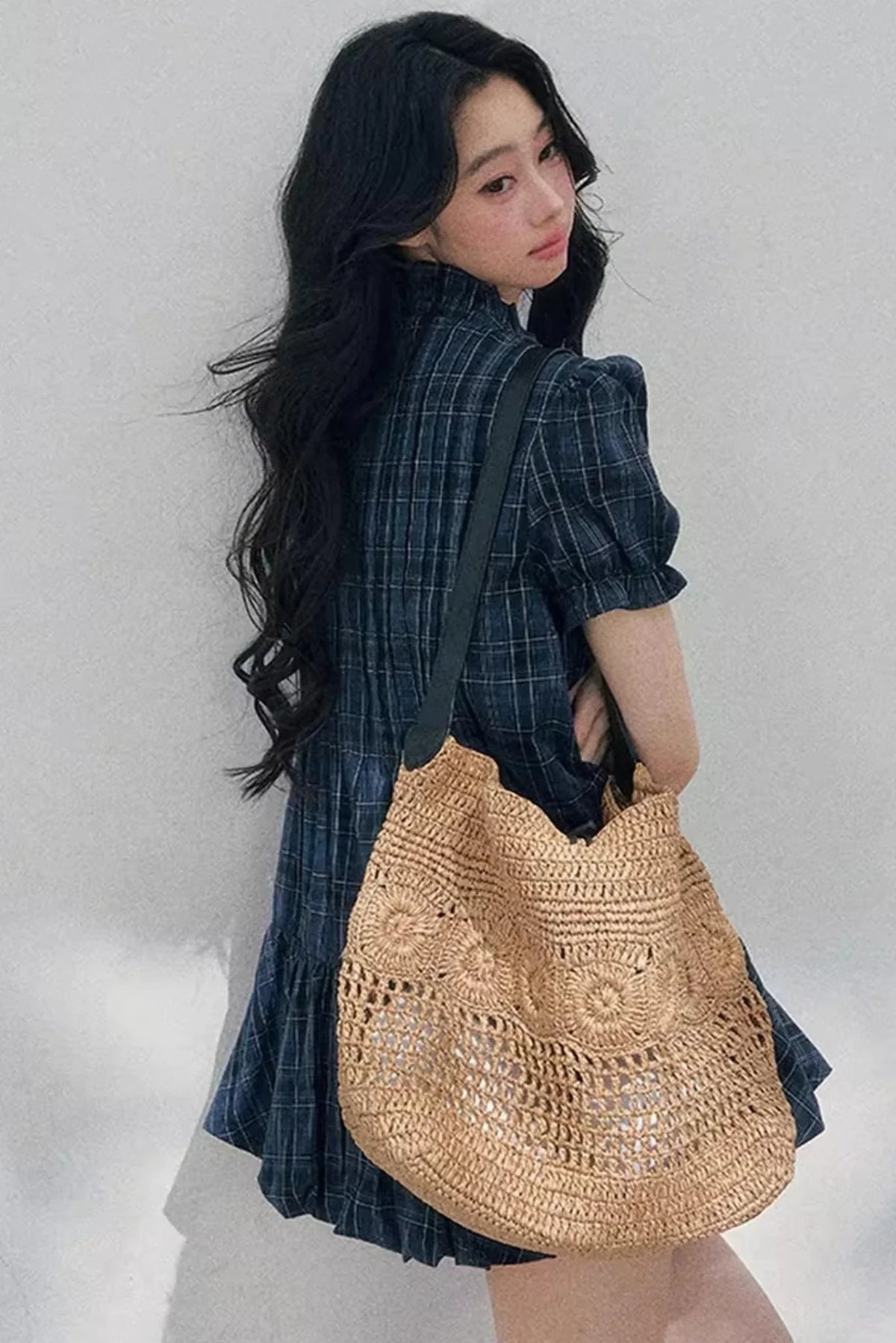 Plaid Puff Sleeve Dress