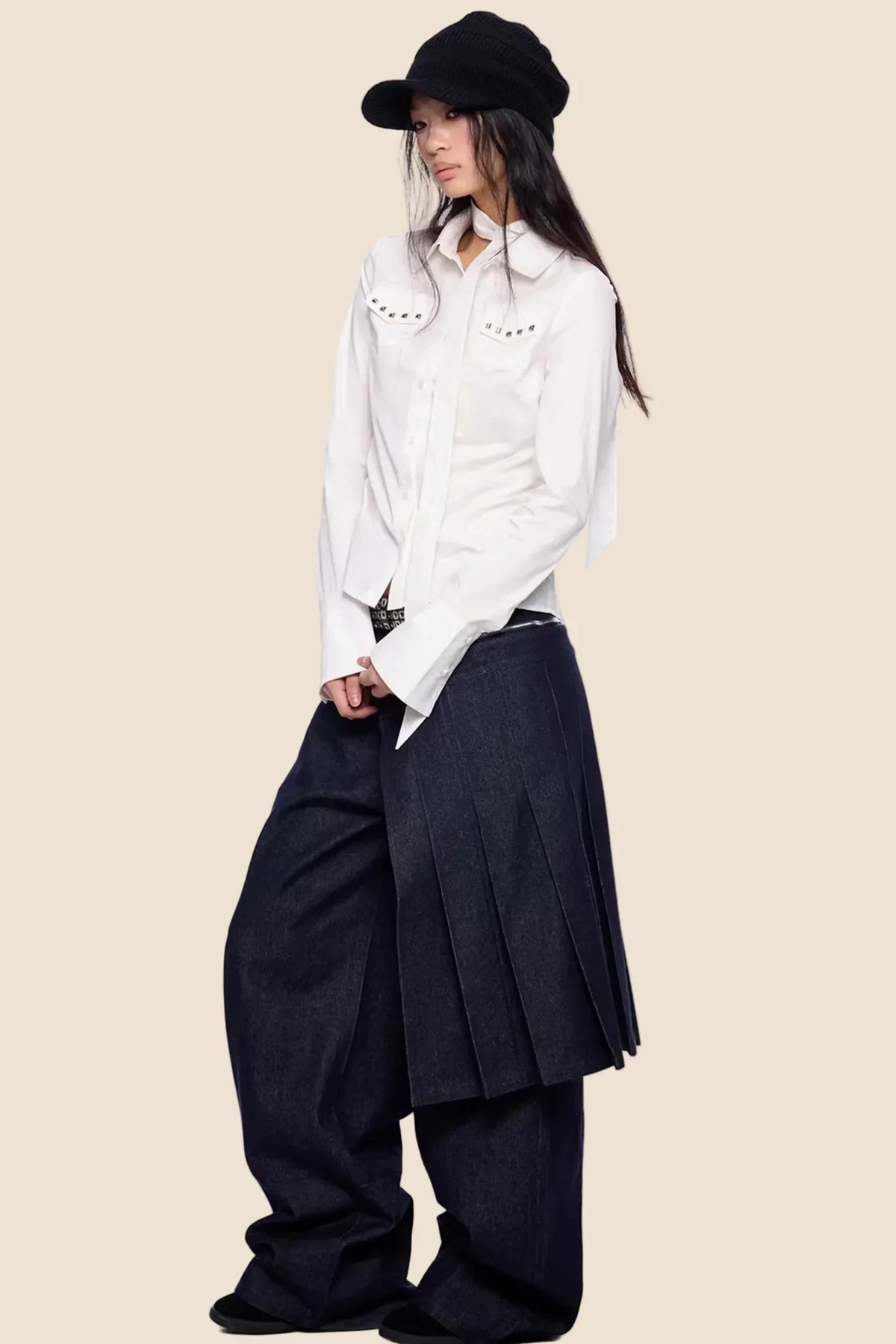 Plaid Retro Lace-Up Shirt
