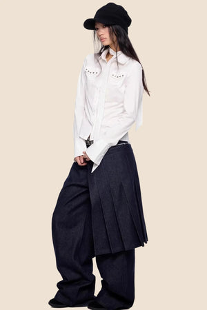 Plaid Retro Lace-Up Shirt