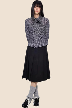 Plaid Retro Lace-Up Shirt