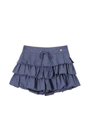 Plaid Ruffled Shirt and Cake Skirt Set-Up