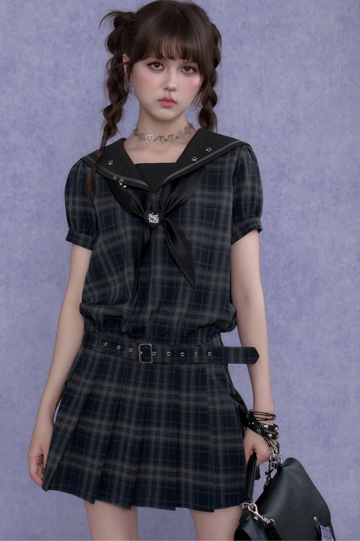 Plaid Sailor Collar Dress