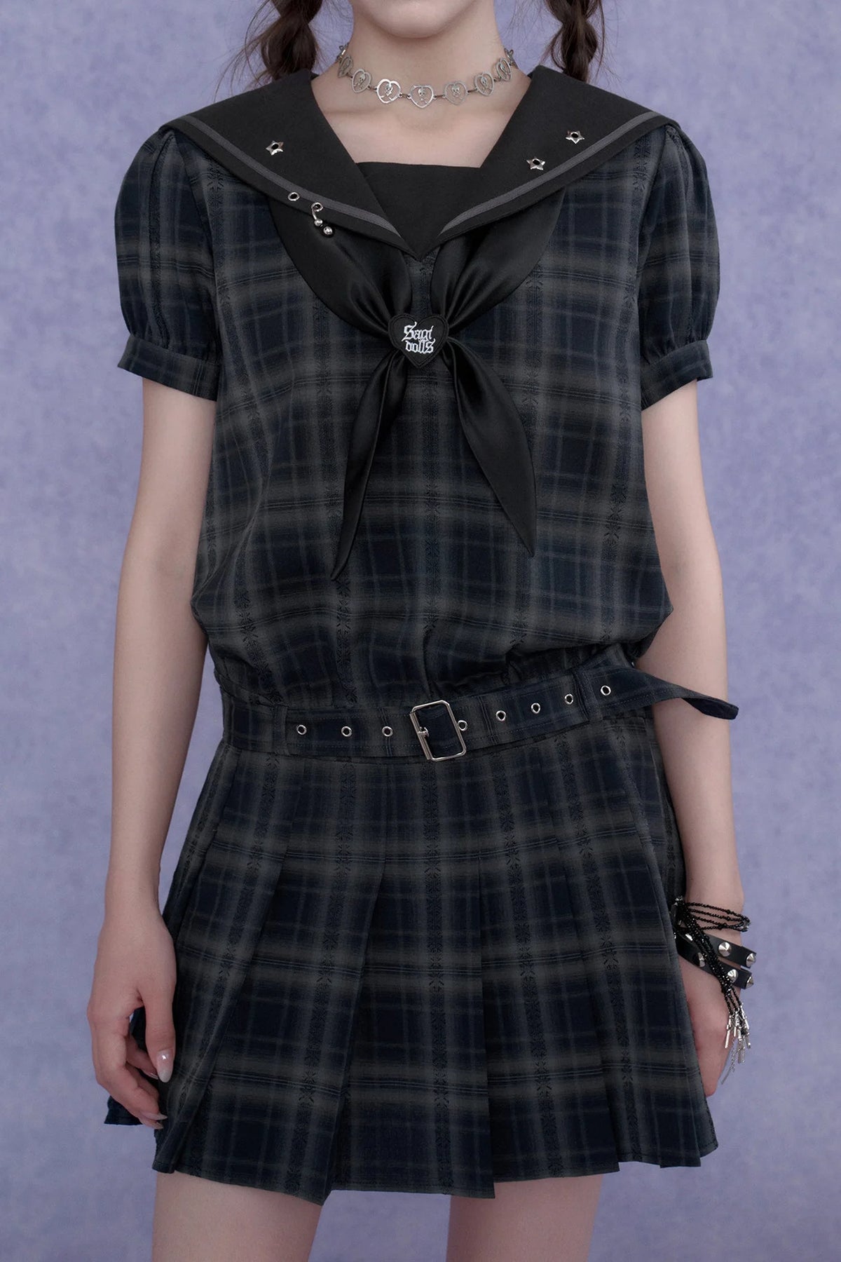 Plaid Sailor Collar Dress