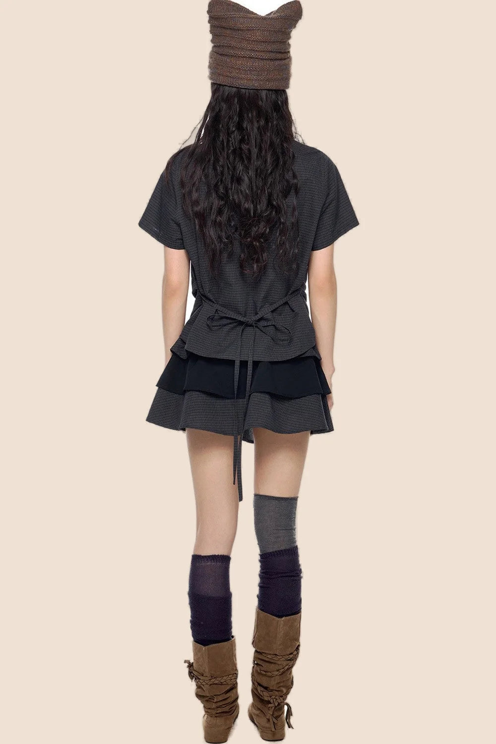 Plaid Shirt and Tiered Skirt Set-Up