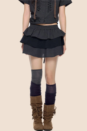 Plaid Shirt and Tiered Skirt Set-Up