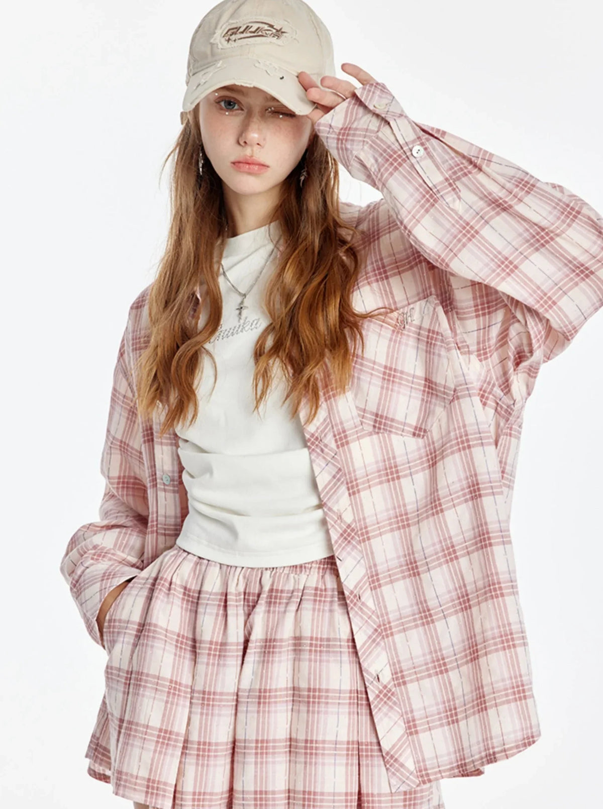 Plaid Shirt With Shorts Pants Set-Up