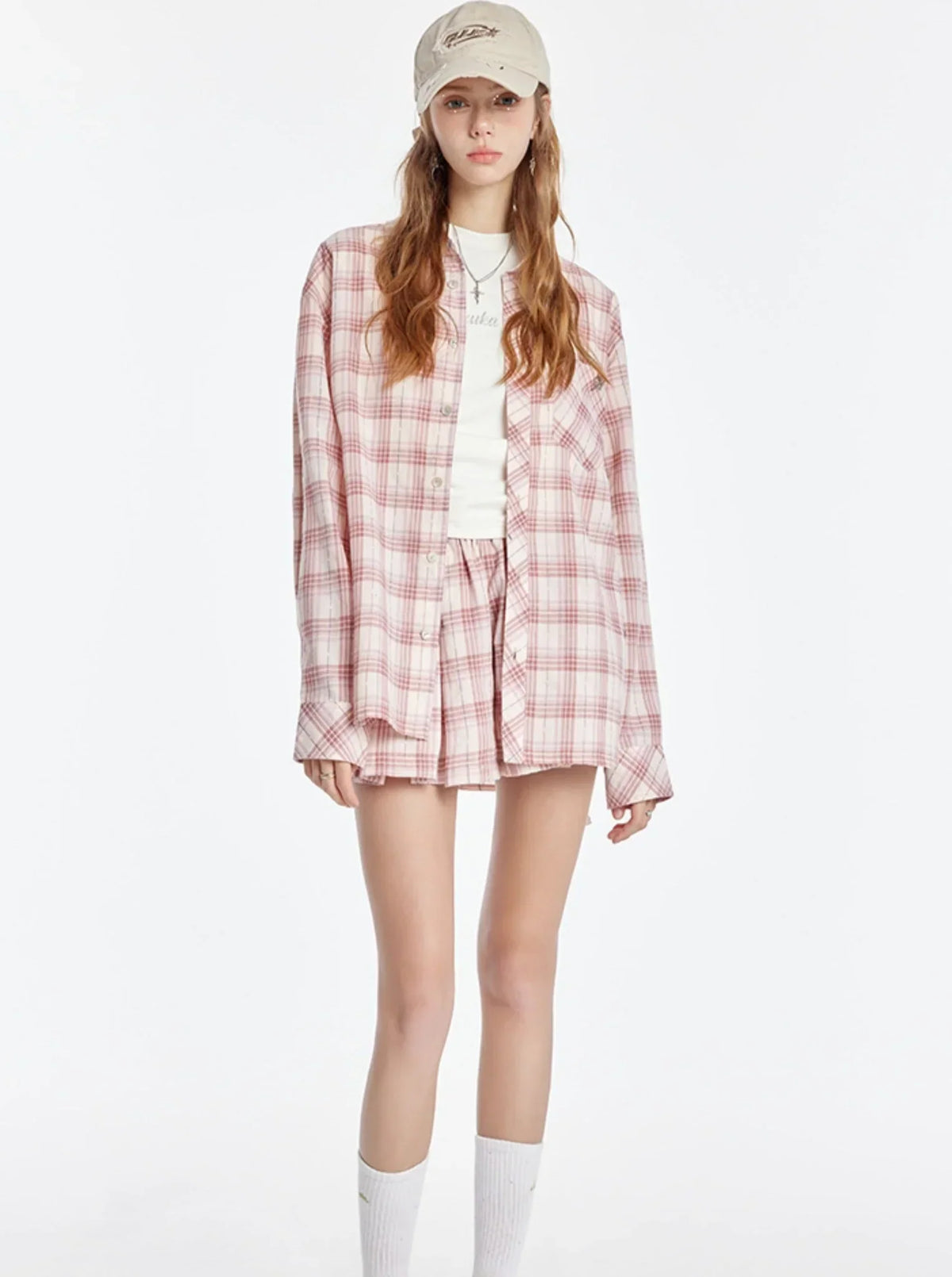 Plaid Shirt With Shorts Pants Set-Up