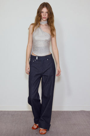 Plaid Silk Blend Suspender Set-Up