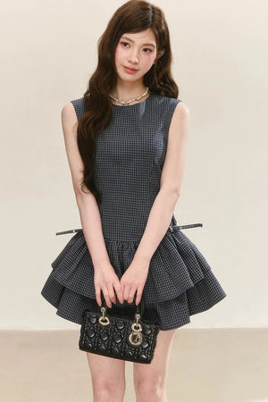 Plaid Sleeveless Tiered Dress