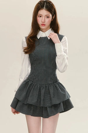 Plaid Sleeveless Tiered Dress