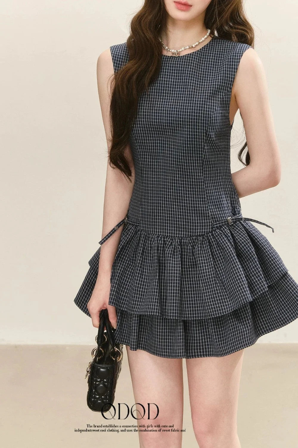 Plaid Sleeveless Tiered Dress