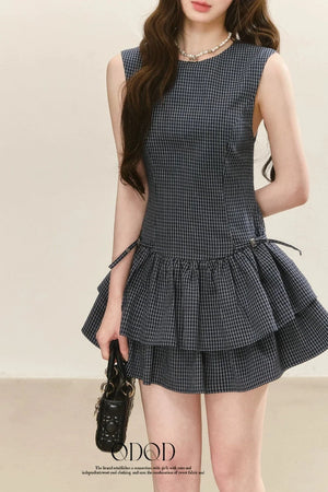 Plaid Sleeveless Tiered Dress