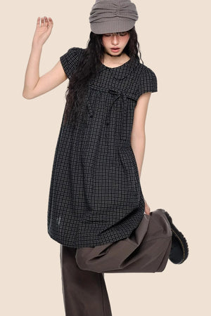 Plaid Tie Doll Collar T-Shirt Set-Up