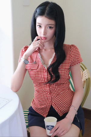 Plaid Tie Waist Versatile Shirt