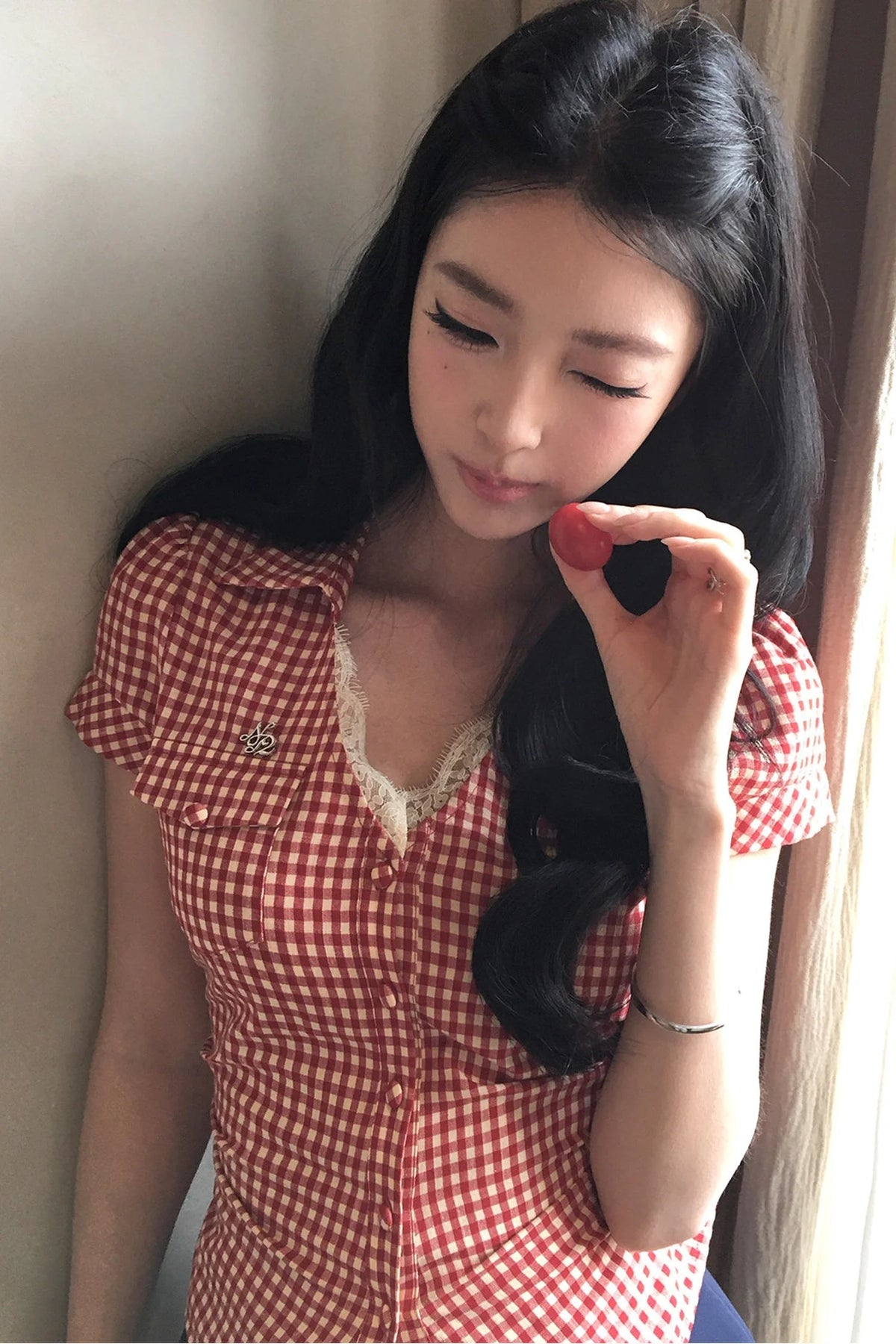 Plaid Tie Waist Versatile Shirt