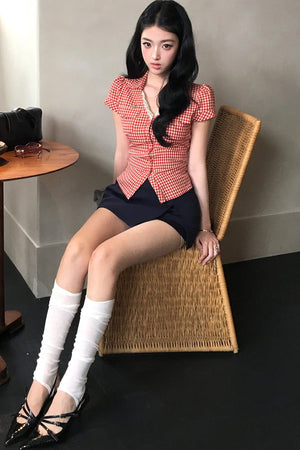 Plaid Tie Waist Versatile Shirt